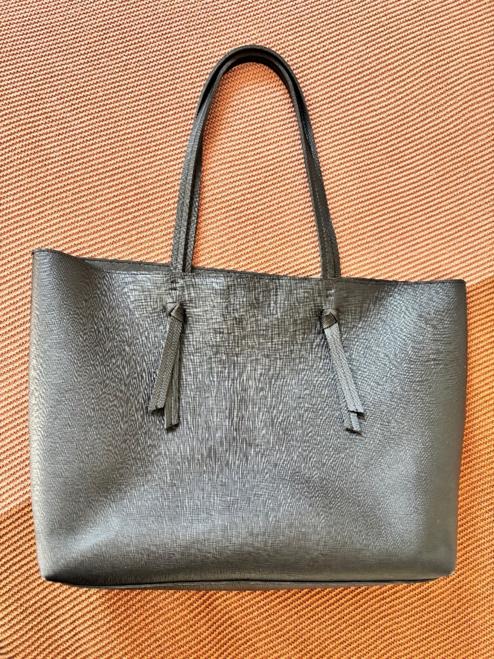 Indigo Black Tassel Tote/Book Bag Vegan Leather
